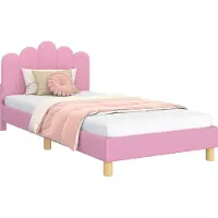 Syfax Kinderbettgestell mit Kopfteil Rosa 90 x 190 cm Stoff