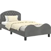 Syfax Kinderbettgestell mit Kopfteil Dunkelgrau 90 x 200 cm Samt