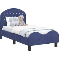 Syfax Kinderbettgestell mit Kopfteil Polizeiblau 70 x 140 cm Samt