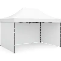 AGA Verkaufsstand 300x450 cm Weiß mit Scherenkonstruktion, höhenverstellbar