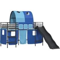Syfax Kinder-Etagenbett Schwarz und Blau 75 x 190 cm Metall