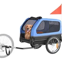 Latios Hundefahrradanhänger - Fahrradanhänger für kleine & große Hunde - Bis 40 kg - Klappbarer Rahmen - Universalkupplung - Sicherheitsflagge - Interne Leine - 132 x 71,5 x 75 cm