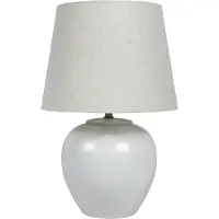 Relaxdays Tischlampe, Keramikfuß, Stoffschirm, E27, HxD: 45 x 30 cm, Nachttischlampe mit Kabel, Schlafzimmer, weiß/creme