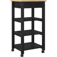 Syfax Küchentrolley MONZA Schwarz 48 x 40 x 88,5 cm Massivholz Kiefer