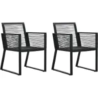 The Living Store Gartenstühle 2 Stk. Schwarz PVC Rattan