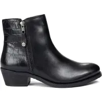 MACIEJKA Damen Stiefeletten Schwarz Naturleder Krokodilprägung 4,5 cm Absatz 13 cm Schafthöhe mit Reißverschluss