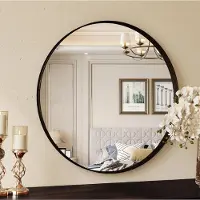 StarTech.com Runder Badezimmerspiegel - Wandspiegel 60 cm - Modernes Design - Vergrößernd - Gehärtetes Glas - Metallrahmen - Gelb
