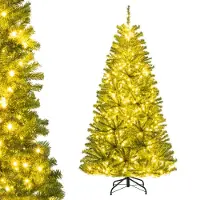 Costway 180cm Künstlicher Weihnachtsbaum mit 700 warmweißen LEDs, Fernbedienung, Timer, einstellbare Modi & Helligkeit, Tannenbaum Christbaum Weihnachten