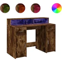 Syfax LED-Schreibtisch Räuchereiche 120x55x91 cm Holzwerkstoff