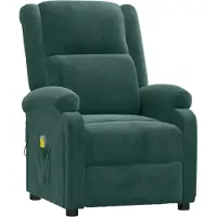 Syfax Dunkelgrüner Samt Massagesessel mit 6-Punkt-Vibrationsmassage, manueller Liegefunktion, 70x93x98 cm