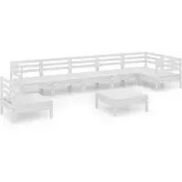 Syfax 8-tlg. Garten-Lounge-Set Massivholz Kiefer Weiß