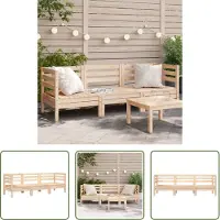 The Living Store Gartensofa 3-Sitzer Massivholz Kiefer