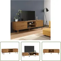 The Living Store TV-Schrank MOLDE Braun 158x40x49 cm Massivholz Kiefer