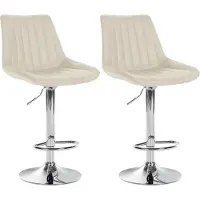 CLP 2er Set Barhocker Toni Kunstleder chrom - creme