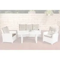 CLP 10er Kissen Set für Gartengarnitur Fisolo Flachrattan, aus 100 % Polyester, bis zu 5 Farben wählbar, Farbe: creme