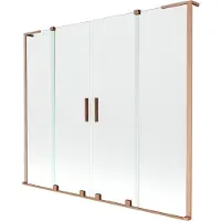 Mexen Velar L Duo Badewannenwand 2-teilig verschiebbar 180 x 150 cm, transparent, gebürstetes Kupfer - 896-180-003-02-65