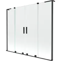 Mexen Velar L Duo Badewannenabtrennung, 2-flügelig, schiebbar, 180 x 150 cm, transparent, schwarz - 896-180-003-02-70