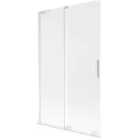 Mexen Velar L Badewannenabtrennung 2-flügelig verschiebbar 110 x 150 cm, Milchglas, weiß - 896-110-003-31-20