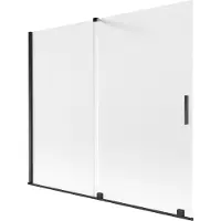 Mexen Velar Badewannen-Paravent 2-flügelig, Schiebe 180 x 150 cm, matt, schwarz - 896-180-000-31-70