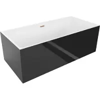 Mexen Nita freistehende Badewanne 170 x 80 cm, weiß/schwarz, Überlauf gebürstetes Kupfer - 52091708075-65