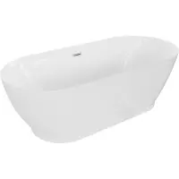 Mexen Roxy freistehende Badewanne 180 x 85 cm, weiß, mit Überlauf in gebürstetem Nickel - 51201808500-97