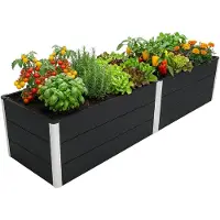 Floordirekt Hochbeet Paros WPC Garten Hochbeet anthrazit 200x50x45 cm – wetterbeständiges Hochbeet für Garten & Terrasse langlebig & stabil