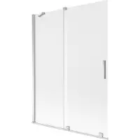 Mexen Velar Badewannenabtrennung 2-flügelig, verschiebbar 130 x 150 cm, matt, Chrom - 896-130-000-31-01