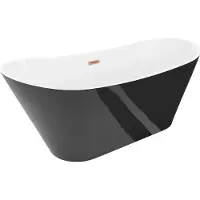 Mexen Dora freistehende Badewanne 150 x 75 cm, weiß/schwarz, Überlauf gebürstetes Kupfer - 52071507575-65