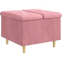 Syfax Aufbewahrungsottomane mit Kissen Rosa 60 x 60 x 45 cm Samt