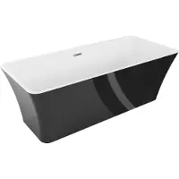 Mexen Tonia freistehende Badewanne 170 x 75 cm, weiß/schwarz, Überlauf gebürsteter Nickel - 52171707575-97