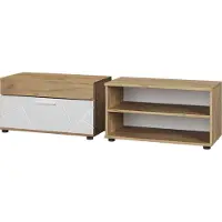 Vicco Wohnzimmerschränke Berno Goldkraft Eiche/Weiß 2 Teile, Model 55478