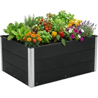 Floordirekt Hochbeet Paros WPC Garten Hochbeet anthrazit 100x50x45 cm – wetterbeständiges Hochbeet für Garten & Terrasse langlebig & stabil