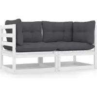 Sonstiges Gartensofa 2-Sitzer mit Kissen Kiefer Massivholz Weiß
