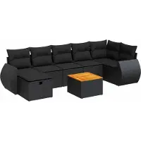 Syfax 8-tlg. Garten-Sofagarnitur mit Kissen Schwarz Poly Rattan