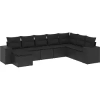 Syfax 8-tlg. Garten-Sofagarnitur mit Kissen Schwarz Poly Rattan