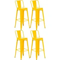 CLP Barhocker 4er Set mit Lehne im Industrial-Look Mason, mit Rückenlehne und Fußablage, Barstuhl mit Rückenlehne und Bodenschoner, Farbe: gelb