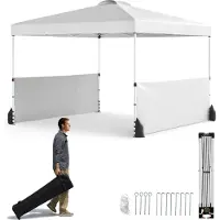 Northix Pop-Up-Pavillon 3x3m mit Seitenwänden, Tasche, Windseilen, Weiß