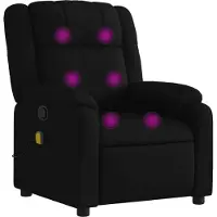 Syfax Massagesessel Schwarz Stoff 77 x 95 x 99 cm (B x T x H) mit 6-Punkt-Vibrationsmassage und manueller Liegefunktion bis 135 Grad