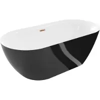 Mexen Roxy freistehende Badewanne 170 x 80 cm, weiß/schwarz, Roségold Überlauf - 51201708075-60