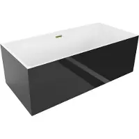 Mexen Nita freistehende Badewanne 170 x 80 cm, weiß/schwarz, Überlauf gold - 52091708075-50