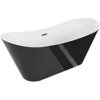 Mexen Celia freistehende Badewanne 170 x 75 cm, weiß/schwarz, Überlauf gebürstet gun gray - 52331707575-66