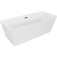 Mexen Volta freistehende wandnahe Badewanne 170 x 75 cm, weiß, schwarzer Überlauf - 51131707500-70
