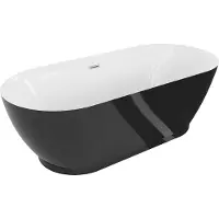 Mexen Roxy freistehende Badewanne 180 x 85 cm, weiß/schwarz, Ablauf nickel gebürstet - 51201808575-97