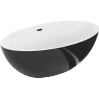 Mexen Nike freistehende Badewanne 175 x 100 cm, weiß/schwarz, Abfluss schwarz - 54071751075-70