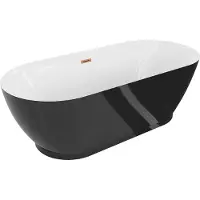 Mexen Roxy freistehende Badewanne 180 x 85 cm, weiß/schwarz, geb brushed brass overflow - 51201808575-65