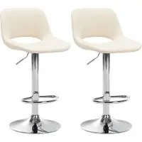 CLP 2er Set Barhocker Camden Kunstleder chrom - weiß