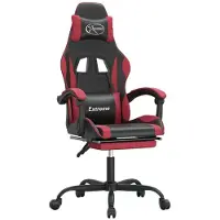 Syfax Gaming-Stuhl mit Fußstütze Drehbar Schwarz & Weinrot Kunstleder