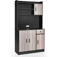 Costway 180 cm hoher Küchenschrank mit integrierter Ladestation, Buffet-Sideboard mit Aufsatz, Arbeitsplatte, Schublade, 4 verstellbaren Regalen