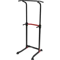 StarTech.com Multifunktioneller Power Tower - Klimmzug- und Dip-Station - Für Heimfitnessstudio - Krafttraining - Bauch- & Armtraining - Indoor Klimmzugstange - Schwarz/Rot