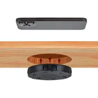 Kalb Material für Möbel kalb | Drahtloses Ladegerät 15W, Unsichtbar, 85mm x 13,5mm, Universell, Geschützt, Induktives Laden, QC 3.0 USB, Plug & Play, schwarz